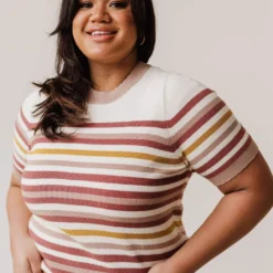 Vendor-unknown Tops Plus Size Janna Striped Sweater Top