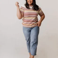 Vendor-unknown Tops Plus Size Janna Striped Sweater Top