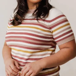 Vendor-unknown Tops Plus Size Janna Striped Sweater Top
