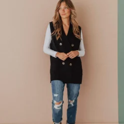 Vendor-unknown Kait Sleeveless Sweater Vest Black