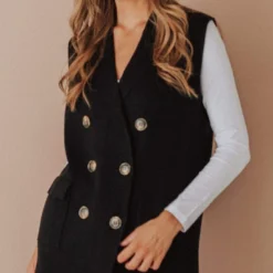 Vendor-unknown Kait Sleeveless Sweater Vest Black