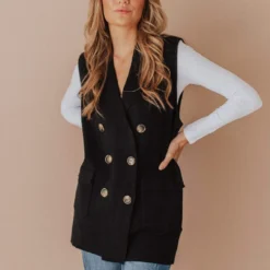 Vendor-unknown Kait Sleeveless Sweater Vest Black