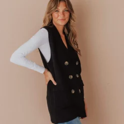 Vendor-unknown Kait Sleeveless Sweater Vest Black