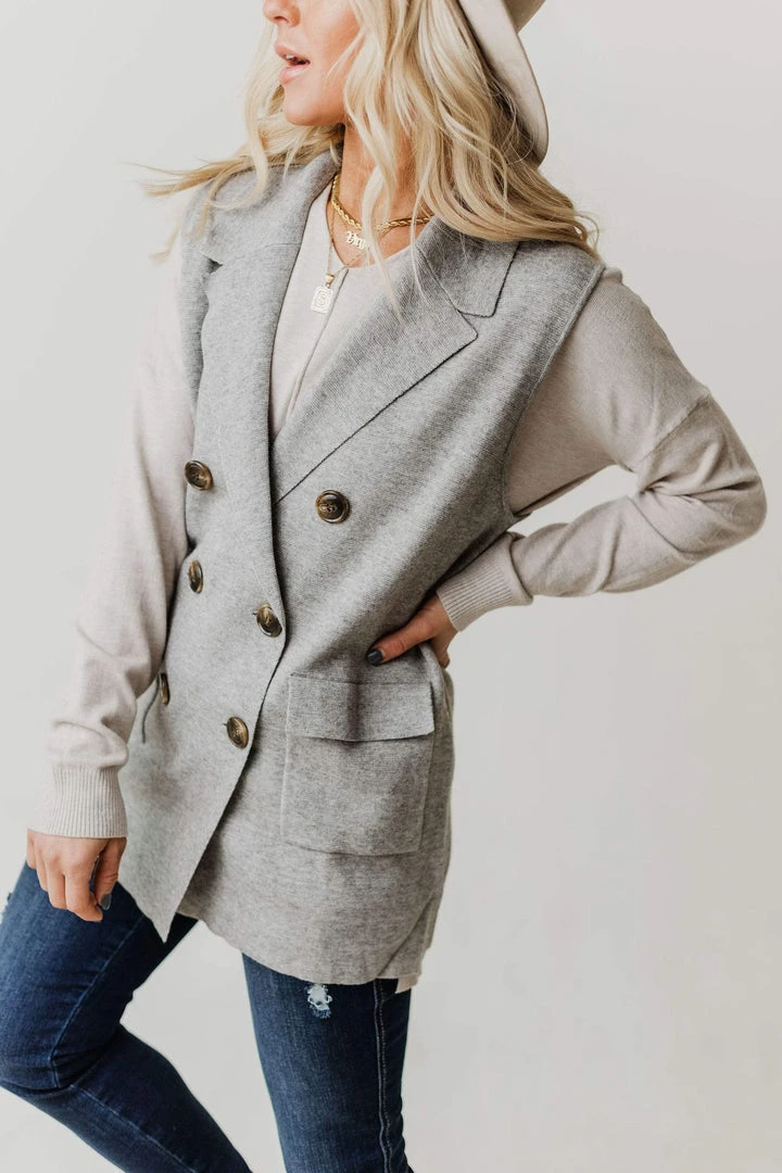 Vendor-unknown Kait Sleeveless Sweater Vest Heather Grey 4 Vendor-unknown Kait Sleeveless Sweater Vest Heather Grey