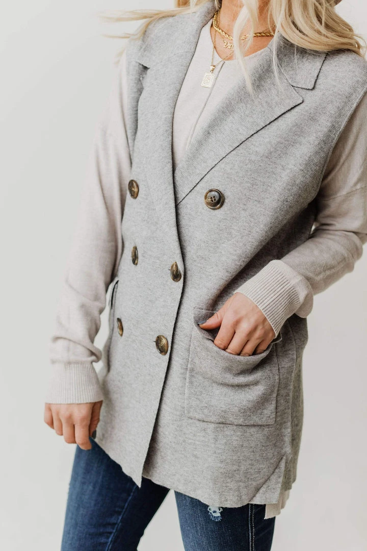 Vendor-unknown Kait Sleeveless Sweater Vest Heather Grey 5 Vendor-unknown Kait Sleeveless Sweater Vest Heather Grey