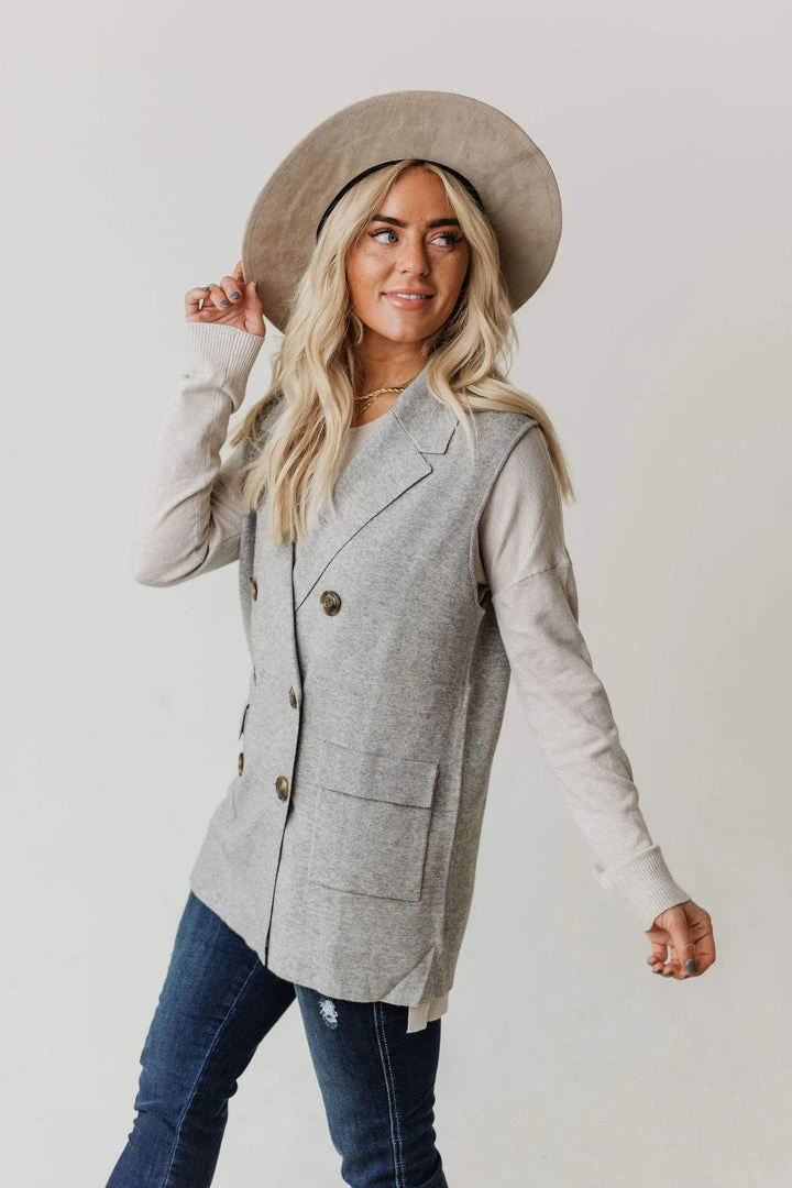 Vendor-unknown Kait Sleeveless Sweater Vest Heather Grey 6 Vendor-unknown Kait Sleeveless Sweater Vest Heather Grey