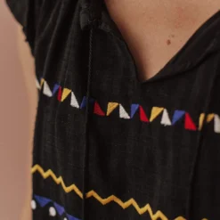 Vendor-unknown Kamila Embroidered Blouse Black Tops