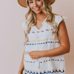 Vendor-unknown Kamila Embroidered Blouse White