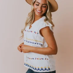 Vendor-unknown Kamila Embroidered Blouse White