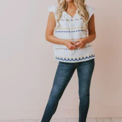 Vendor-unknown Kamila Embroidered Blouse White