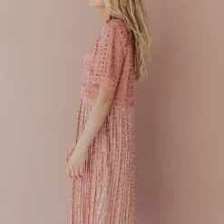 Vendor-unknown Dresses Katerina Pleated Dress Rose Tan