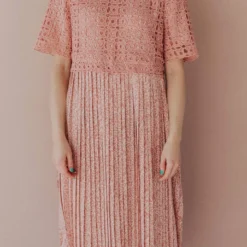 Vendor-unknown Dresses Katerina Pleated Dress Rose Tan