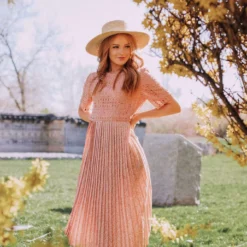 Vendor-unknown Dresses Katerina Pleated Dress Rose Tan