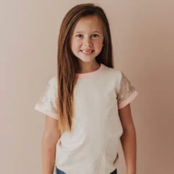 Vendor-unknown KIDS Sequin Sleeve Tee Pink 14 Vendor-unknown KIDS Sequin Sleeve Tee Pink