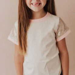 Vendor-unknown KIDS Sequin Sleeve Tee Pink