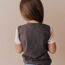 Vendor-unknown KIDS Velour Sleeve Tee Charcoal