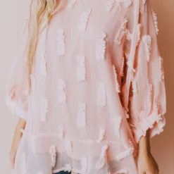 Vendor-unknown Lena Textured Top Blush Tops