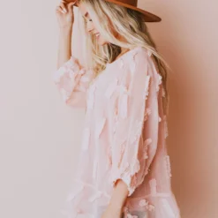 Vendor-unknown Lena Textured Top Blush Tops