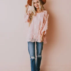 Vendor-unknown Lena Textured Top Blush Tops