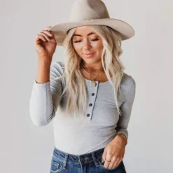 Vendor-unknown Lina Ribbed Jersey Bodysuit Heather Grey