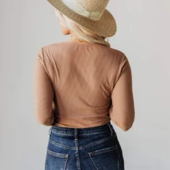 Vendor-unknown Lina Ribbed Jersey Bodysuit Mocha Tops