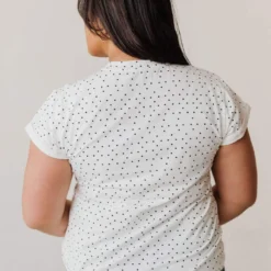Vendor-unknown Plus Size Lizzy Polkadot Tee Shirt Ivory Tops