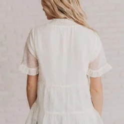 Vendor-unknown Mariam Swiss Dot Blouse Cream Tops