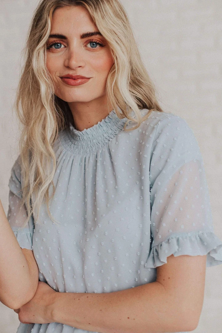 Vendor-unknown Tops Mariam Swiss Dot Blouse Light Blue 4 Vendor-unknown Tops Mariam Swiss Dot Blouse Light Blue