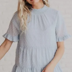 Vendor-unknown Tops Mariam Swiss Dot Blouse Light Blue