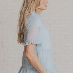 Vendor-unknown Tops Mariam Swiss Dot Blouse Light Blue 8 Vendor-unknown Tops Mariam Swiss Dot Blouse Light Blue