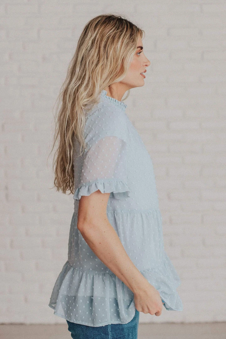 Vendor-unknown Tops Mariam Swiss Dot Blouse Light Blue 5 Vendor-unknown Tops Mariam Swiss Dot Blouse Light Blue