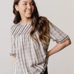 Vendor-unknown May Striped Top Navy