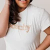 Vendor-unknown Tops Plus Size Peachy Embroidered Tee