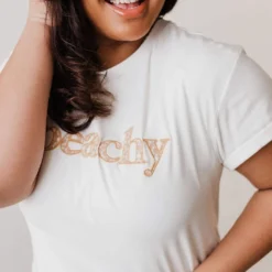 Vendor-unknown Tops Plus Size Peachy Embroidered Tee