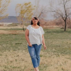 Vendor-unknown PLUS Betsy Square Neck Button Up Top Ivory