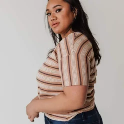 Vendor-unknown Tops PLUS Hunter Striped Tee Camel 10 Vendor-unknown Tops PLUS Hunter Striped Tee Camel