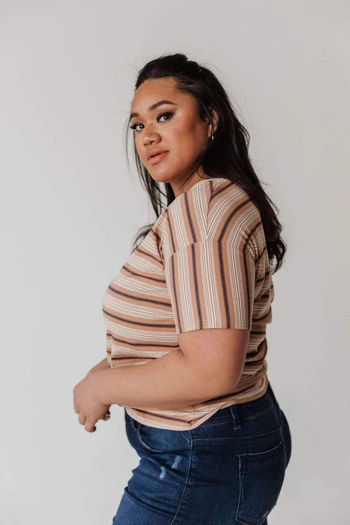 Vendor-unknown Tops PLUS Hunter Striped Tee Camel 6 Vendor-unknown Tops PLUS Hunter Striped Tee Camel