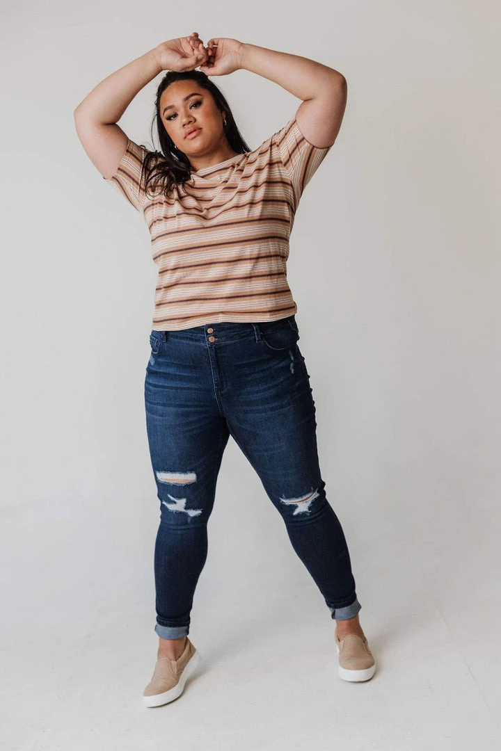 Vendor-unknown Tops PLUS Hunter Striped Tee Camel 5 Vendor-unknown Tops PLUS Hunter Striped Tee Camel