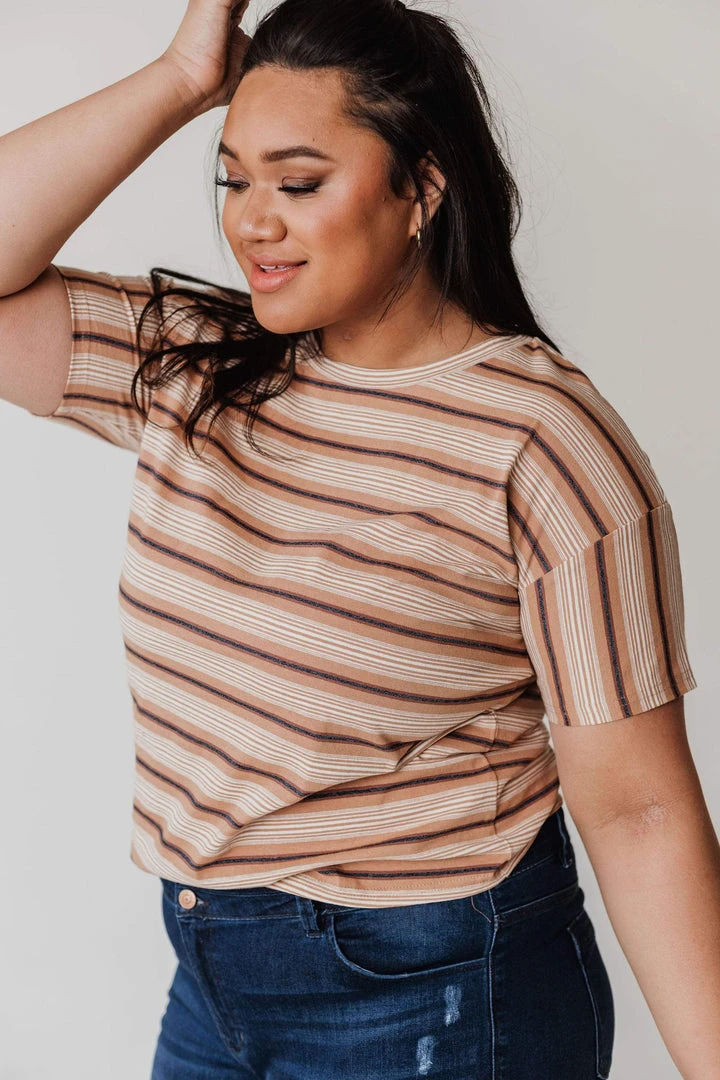 Vendor-unknown Tops PLUS Hunter Striped Tee Camel 3 Vendor-unknown Tops PLUS Hunter Striped Tee Camel