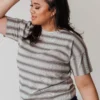 Vendor-unknown PLUS Hunter Striped Tee Grey Tops