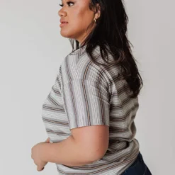 Vendor-unknown PLUS Hunter Striped Tee Grey Tops