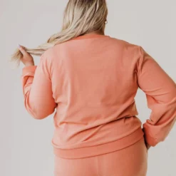 Vendor-unknown PLUS Kylee Flower Embroidered Sweatshirt Salmon Tops 11 Vendor-unknown PLUS Kylee Flower Embroidered Sweatshirt Salmon Tops