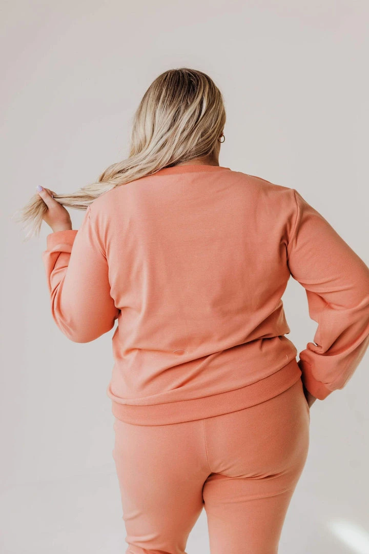 Vendor-unknown PLUS Kylee Flower Embroidered Sweatshirt Salmon Tops 7 Vendor-unknown PLUS Kylee Flower Embroidered Sweatshirt Salmon Tops