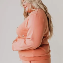 Vendor-unknown PLUS Kylee Flower Embroidered Sweatshirt Salmon Tops 10 Vendor-unknown PLUS Kylee Flower Embroidered Sweatshirt Salmon Tops