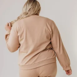 Vendor-unknown PLUS Kylee Flower Embroidered Sweatshirt Taupe 11 Vendor-unknown PLUS Kylee Flower Embroidered Sweatshirt Taupe