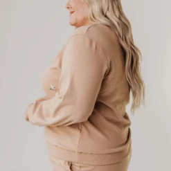 Vendor-unknown PLUS Kylee Flower Embroidered Sweatshirt Taupe 9 Vendor-unknown PLUS Kylee Flower Embroidered Sweatshirt Taupe