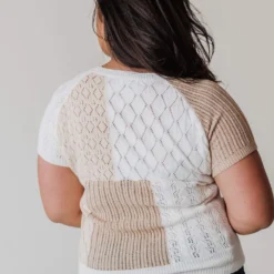 Vendor-unknown PLUS Mary Color Block Knit Sweater Ivory