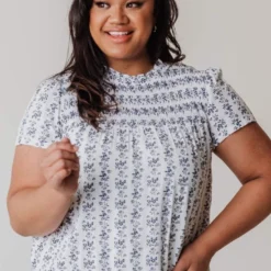 Vendor-unknown Tops PLUS Priscilla Smocked Yoke Blouse