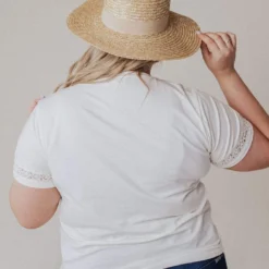 Vendor-unknown Tops PLUS Shia Lace Trim Tee Ivory