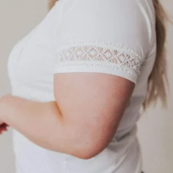 Vendor-unknown Tops PLUS Shia Lace Trim Tee Ivory